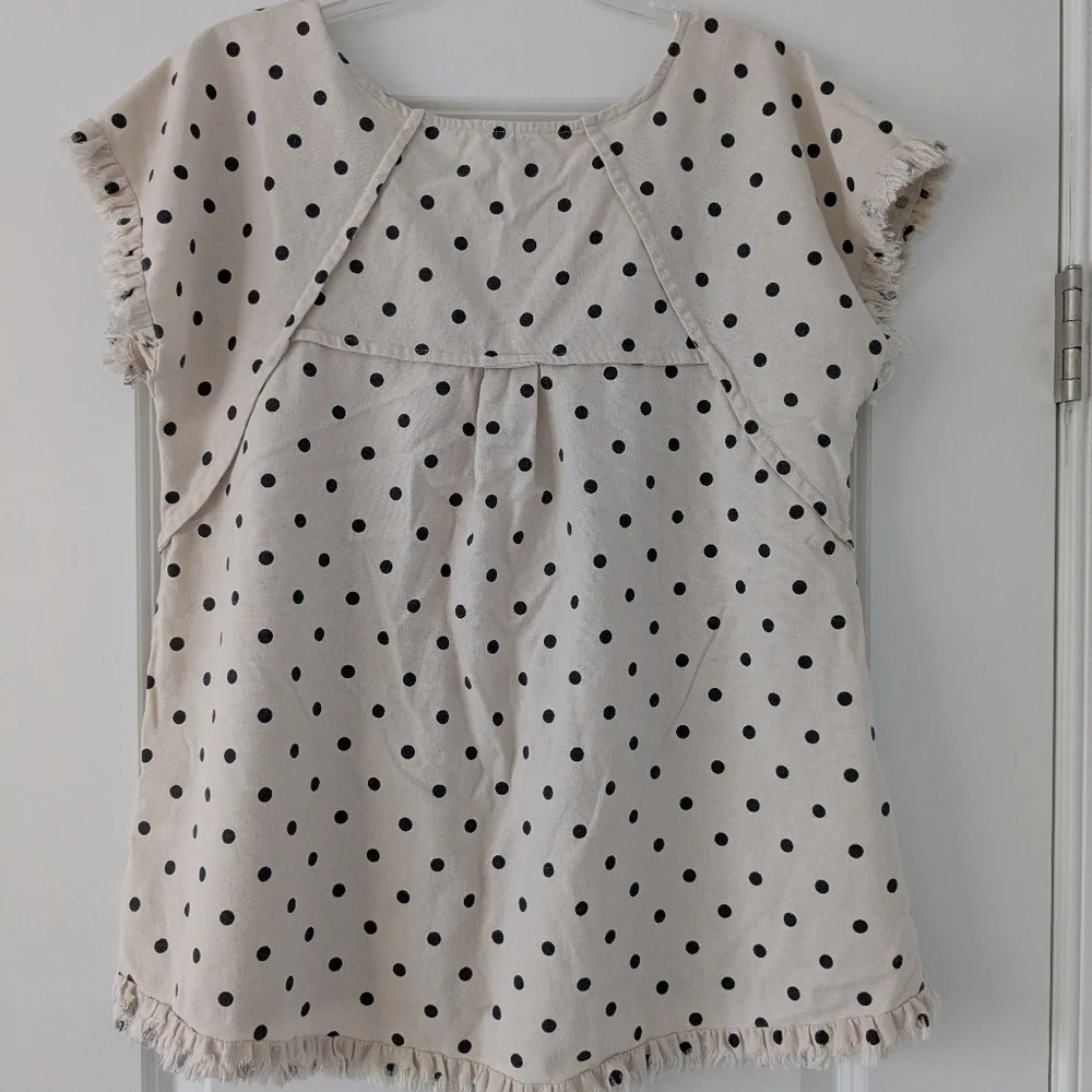 Umgee - Tunic Top  Beige w/Black Polka Dots - Picture 2 of 8